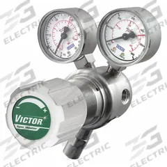 VICTOR High Purity Gas Regulator: Single Stage, CGA 580 Inlet, 1/4" NPT F Outlet, 150 psig (MPN 4000-9389). Key specifications — Brand: VICTOR; Manufacturer Part Number: 4000-9389; Diaphragm Material: 316L Stainless Steel; Outlet Connection: 1/4" NPT F; Inlet Connection: CGA 580.