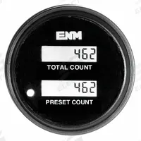 ENM Electronic Counter: Digital Counters, Front Panel Mounting, 75 Hz Count Speed - Max, LCD, Relay (MPN PC1210G0). Key specifications — Features: Solid State Electronics; Mounting Style: Panel; Output Rating: 0.2A @ 40V DC; NEMA Enclosure Rating: 4X; Brand: ENM; Manufacturer Part Number: PC1210G0.