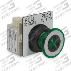 SCHNEIDER Mushroom Head Push Button: Green, 30 mm Mounting Size, Non-Metallic, Maintained (MPN 9001SKR9P1G). Key specifications — Brand: SCHNEIDER; Action: Maintained; Series: 9001SK; Push Button Material Type: Non-Metallic.