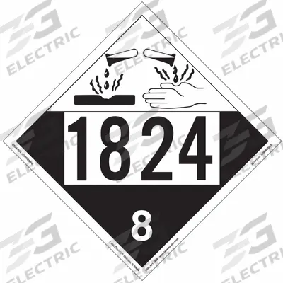 LABELMASTER Corrosive Placard: 1824, 10 3/4 in x 10 3/4 in, 10 3/4 in Label Ht, Vinyl - Class 8: Corrosive