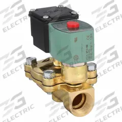 REDHAT Solenoid Valve: 2-Way, Normally Closed, 3/4 in Pipe Size, 110V AC/120V AC, Watertight (MPN JKF8210G003). Key specifications — Pipe Size: 3/4 in; Voltage: 110V AC; Brand: REDHAT; Coil Enclosure: Watertight.
