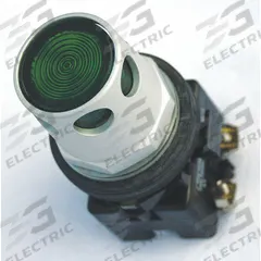 EATON Extended Push Button: Green, 30 mm Mounting Size, Non-Metallic, Momentary (MPN HT8GDGF3). Key specifications — Brand: EATON; Action: Momentary; Series: HT800; Push Button Material Type: Non-Metallic.