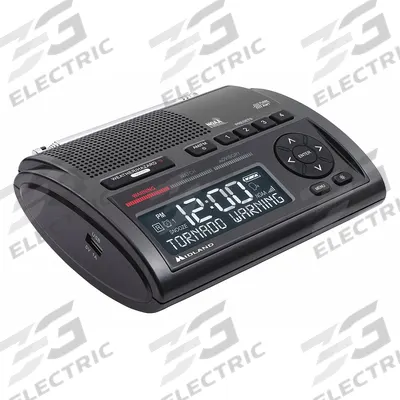MIDLAND Portable Weather Radio: AM/FM/NOAA, Gray, 5 7/32 in Overall Dp - Weather Radios