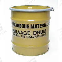APPROVED VENDOR Salvage Drum: Steel, 8 gal, Bolt Ring, 20 ga / 20 ga / 20 ga, 16 in x 14 1/4 in (MPN 820YM). Key specifications — Drum Material: Steel; Drum Head Type: Open Head; UN Rating Solids: 1A2/X96/S; UN Rating Liquids: Not Rated; Drum Message Text: Hazardous Material Salvage Drum Barrel; Closing Ring Material: Steel; For Holding: Solids; Brand: APPROVED VENDOR.