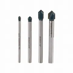 BOSCH Glass, Tile and Porcelain Drill Bit Set: 2 in_2 1/4 in Overall Lg, 4 Drill Bits (MPN GT2000). Key specifications — attr253610: Glass; attr277139: BOSCH.