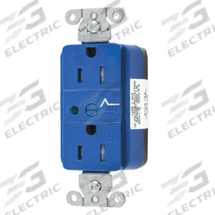 HUBBELL Receptacle: Duplex, 5-15, Blue, 125V AC, 15 A, 2 Pole / 3 Wire (MPN SNAP5262S)