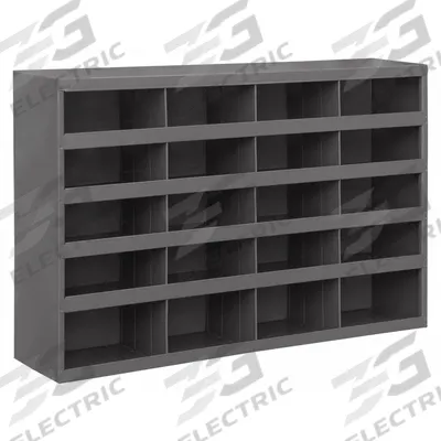 DURHAM MFG Pigeonhole Bin Unit: 34 in x 8 1/2 in x 24 in, 20 Compartments, Gray - Lipped Fixed-Size Compartmented Shelving