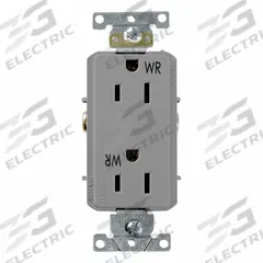 LEVITON Decora Plus Duplex Receptacle Outlet: Duplex, 5-15, Gray, 125V AC, 15 A, 2 Pole / 3 Wire (MPN WDR15-GY)