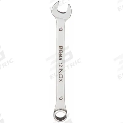 BETA Combination Wrench: Stainless Steel, Chrome, 10 mm Head Size, 5 3/8 in Overall Lg - Metric Spline Combination Wrenches