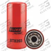 BALDWIN FILTERS Hydraulic Filter: Hydraulic Fluid, 1 1/8"-16 Thread Size, Spin-On, Cellulose (MPN BT8393). Key specifications — Media Material: Cellulose; Brand: BALDWIN FILTERS; Compatible Fluid Type: Hydraulic Fluid; Compatible Vehicle Make: New Holland; Includes: G401 Integral Gasket; Thread Size: 1-1/8"-16.