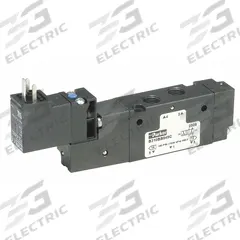 PARKER Solenoid Air Control Valve: B6, Four-Way / Two-Position, Single Solenoid, 120V AC, 3/8 in NPT (MPN B612BB553A). Key specifications — attr1084839: DIN Solenoid Connector; attr1093196: Solenoid Coil Included; attr1084853: Internal Pilot; attr1084865: Non-Locking; attr1084872: Solenoid Air Control Valve; attr1084885: Single Solenoid; attr1084828: B612BB553A; attr1084832: PARKER.