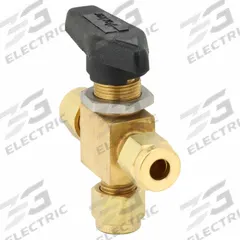 PARKER Manual Three-Way Ball Valve: 1/4 in, Brass, L Flow, Compression x Compression x Compression (MPN 4Z-MB4XPFA-BP). Key specifications — Brand: PARKER; Handle: Lever.