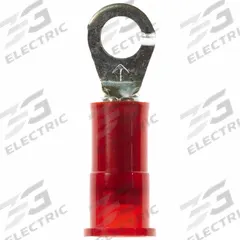 3M Ring Terminal: Red, Nylon Insulation, #6 Stud Size, 22 AWG to 18 AWG Wire Sizes, 1,000 V (MPN MNG18-6R/SK). Key specifications — attr1308027: 3M.
