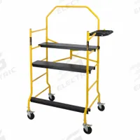 METALTECH Scaffold Tower: Steel, 11.5 in to 5 ft, 48 in x 57 in, 900 lb Load Capacity (MPN I-IMIS). Key specifications — Brand: METALTECH; Height Adjustability: Fixed Height; Included Components: (3) Platforms.