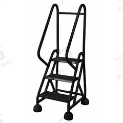 COTTERMAN Rolling Ladder: 2.3 ft Platform Ht, Partially Assembled, Steel, Wt-Actuated Auto-Lock (MPN ST-321 A2 C7 P5). Key specifications — Includes Handrails: Handrails Included; Material: Steel; Brand: COTTERMAN; Color: Black.