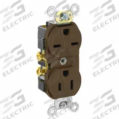 LEVITON Receptacle: Duplex, 5-15/6-15, Brown, 125/250V AC, 15 A, 2 Pole / 3 Wire (MPN 5031)