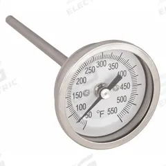 APPROVED VENDOR Dial Thermometer: 50°F to 550°F, ±1% Accuracy, 4 in Stem Lg, 2 in Dial Dia (MPN 1NFX1). Key specifications — Accuracy: ±1 %; Brand: APPROVED VENDOR.