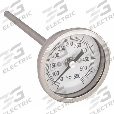 APPROVED VENDOR Dial Thermometer: 50°F to 550°F, ±1% Accuracy, 4 in Stem Lg - Back-Mount Fixed-Angle Thread-Mount Dial Thermometers