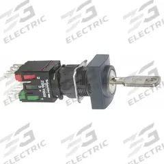 SCHNEIDER ELECTRIC Selector Switch: 2 Position, 16 mm Panel Mounting Size, 1NO/1NC, Series XB6 (MPN XB6DGC5B). Key specifications — Manufacturer Part Number: XB6DGC5B; Brand: SCHNEIDER; Switch Action: Maintained/Maintained; Contact Form: 1NO/1NC; Key Removal Position: Any Position.