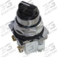 EATON Selector Switch: 30 mm Panel Mounting Size, 3 Positions, Short Lever, 2NO, Metallic (MPN 10250T21KB). Key specifications — AC Contact Rating: 10 A @ 600 V; Action: Maintained/Maintained/Maintained; Cam: 3; DC Contact Rating: 5 A @ 250 V; Hazardous Location Specification: Not Rated; Operator Head Material: Polymer; Operator Head Type: Short-Handled Knob; Operator Illumination: Non-Illuminated.