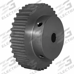 DAYTON Timing Pulley: Modified Curvilinear, Fixed, For GT Timing Belt Section, For 9 mm Belt Wd (MPN 38-5P09M6A12). Key specifications — Brand: DAYTON; Finish: Clear Anodized; For Belt Series: Powerhouse®.