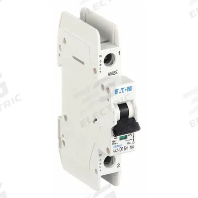 EATON Miniature Circuit Breaker: 15 A Amps, 48V DC, 14kA at 277/480V AC, Screw Clamp - D-Curve, 1-Pole UL489 DIN Rail-Mount Miniature Circuit Breakers