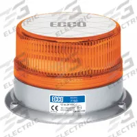 ECCO Beacon Light: Flashing Beacon, Amber, 3 7/8 in Overall Ht, LED, 12-24V DC (MPN 7160A). Key specifications — Operating Voltage: 12-24V DC; Number of Flash Patterns: 23; Includes: Mounting Hardware; Electrical Connection: Blunt Cut Wires; Mount Type: Bolt; Brand: ECCO; Shape: Round; Lighting SAE Class Rating: SAE Class 1.