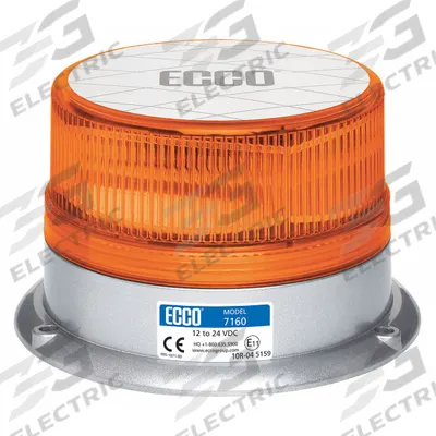 ECCO Beacon Light: Flashing Beacon, Amber, 3 7/8 in Overall Ht, LED - Vehicle Flashing Beacons