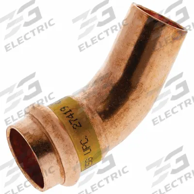NIBCO Crimp Elbow Fitting: 45° Elbow, 3/4 in CTS x 3/4 in CTS x 3/4 in Pipe size - Gas Copper & Bronze Press Tube Fittings