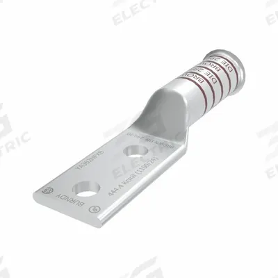 BURNDY Compression Lug: For 600 kcmil, Stranded Wire, 1/2 in Stud Size, Long - Two-Hole Compression Lugs