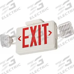 LED Emergency Light/Exit Combo: White, 1 or 2 Faces, Green/Red, LED, Ceiling/Wall, Remote Capable (MPN ECRG HO SQ). Key specifications — Voltage: 120/277V AC; Self Diagnostics: No; Housing Color: White; Brand: LITHONIA LIGHTING; Directional Indicators: Universal Field Selectable Chevrons; Lighting Technology: LED; Remote Capable: Yes; Text Color: Green/Red.