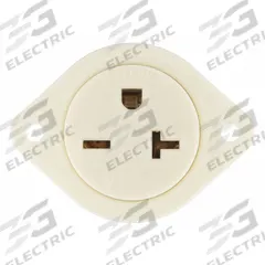 BRYANT Flanged Receptacle: Single, 6-20, White, 250V AC, 20 A, 2 Pole / 3 Wire (MPN 5479)