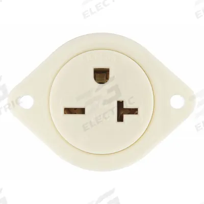 BRYANT Flanged Receptacle: Single, 6-20, White, 250V AC, 20 A, 2 Pole / 3 Wire (MPN 5479) - General Purpose Receptacles