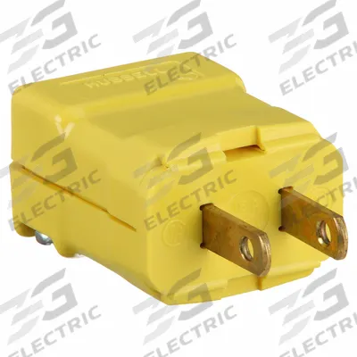 HUBBELL Straight Blade Plug: 1-15P, 125V AC, 15 A, 2 Pole, 2 Blade, Yellow (MPN HBL5865VY) - Hinged Plugs