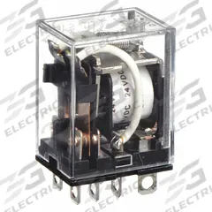 OMRON General Purpose Relay: Socket Mounted, 10 A Current Rating, 24V DC, DPDT, 8 Pins/Terminals (MPN LY2-DC24). Key specifications — Brand: OMRON; Base Type: Square; Mounting Style: Plug-In; Pin Shape: Flat; Electrical Connection: Quick-Connect; Manufacturer Part Number: LY2-DC24; Operating Current: 10 A at 110V AC (Resistive Load); Series: LY Series.