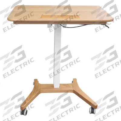 VICTOR Mobile Standing Desk: High Hise, Tan, Wood, 27 5/8 in Overall Wd, 19 3/4 in Overall Dp - Manual Adjustable-Height Desks