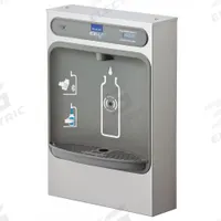 ELKAY Bottle Filler: On-Wall, Non-Refrigerated, Stainless Steel, Gray, 25 1/2 in Overall Ht (MPN EZWSSM). Key specifications — Housing Material: Stainless Steel; Brand: ELKAY; Chilling Capacity: Non-Refrigerated.