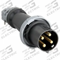 HUBBELL Pin and Sleeve Plug: Black, 600V AC, Three Phase, 100 A, 3 Pole, 4 Wire, IEC Grounding (MPN HBL4100P5W). Key specifications — Brand: HUBBELL.