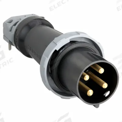 HUBBELL Pin and Sleeve Plug: Black, 600V AC, Three Phase, 100 A, 3 Pole, 4 Wire - Watertight Plugs