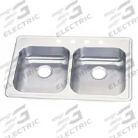 ELKAY Bowl Drop-In Sink: 33 in Overall Lg, 21 1/4 in Overall Wd, 5 1/4 in Bowl Dp, 14 in Bowl Lg (MPN GE233214). Key specifications — Brand: ELKAY; Color Family: Silver/Gray.