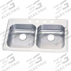 ELKAY Bowl Drop-In Sink: 33 in Overall Lg, 21 1/4 in Overall Wd, 5 1/4 in Bowl Dp, 14 in Bowl Lg (MPN GE233214). Key specifications — Brand: ELKAY; Color Family: Silver/Gray.
