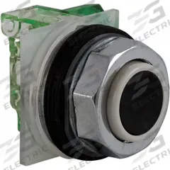 SCHNEIDER Extended Push Button Operator: Non-Illuminated, Extended Profile, Metallic, 30 mm, 1NO (MPN 9001KR3BH5). Key specifications — Brand: SCHNEIDER; Action: Momentary; Series: 9001K; Push Button Material Type: Metallic.