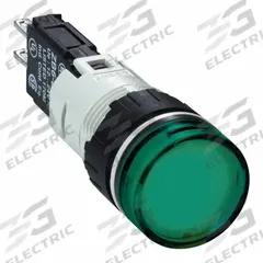 SCHNEIDER ELECTRIC Pilot Light: 16 mm Panel Mounting Size, Green, LED, XB6 Series (MPN XB6AV3BB). Key specifications — Series: XB6; Brand: SCHNEIDER; Includes Push-To-Test: No Push-To-Test Included.