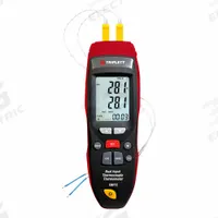 TRIPLETT Thermometer: -328°F (Type K) to 2,501°F (Type K), 2 Channels, USB (MPN TMP72). Key specifications — Testing Functions: Min/Max Temperature; Accuracy: ±1% of Reading + 1.8 °F/1 °C (Type J, K, T); Brand: TRIPLETT.