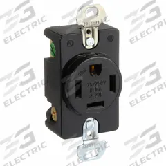HUBBELL Receptacle: Single, 14-20, Black, 125/250V AC, 20 A, 3 Pole / 4 Wire (MPN HBL8410)