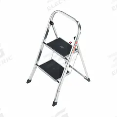 HAILO Step Stool: 2 Steps, 2.5 ft Overall Ht, 330 lb Load Cap, Aluminum, 18.8 in Standing Ht (MPN 4392-281). Key specifications — Brand: HAILO; Color: Silver.