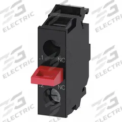 SIEMENS Contact Block: 22 mm Panel Mounting Size, 1NC, Momentary, 3SU1 Series, Screw Terminals (MPN 3SU14002AA101CA0). Key specifications — Color: Black/Red; Switch Action: Momentary; Terminal Connection Type: Screw Terminals; Brand: SIEMENS; Compatible with Series: 3SU1.