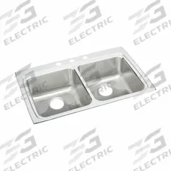 JUST MANUFACTURING Bowl Drop-In Sink: 33 in Overall Lg, 22 in Overall Wd, 4 1/2 in Bowl Dp, 2 Bowls (MPN DLADA2233A451-J). Key specifications — Brand: JUST MANUFACTURING; Color Family: Silver/Gray.