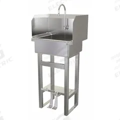 SANI-LAV Hand Sink: 43 1/2 in Overall Ht, 17 in Bowl Lg, 7 in Bowl Dp, 0.5 gpm Flow Rate, 16 ga (MPN 727.5). Key specifications — Includes Side Splash: Side Splash Included; Brand: SANI-LAV.