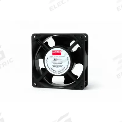 Dayton Axial Fan: 93 cfm Airflow @ 0.000 in SP, 4 11/16 in Ht, 1 1/2 in Dp, Terminals - Standard Square Axial Fans